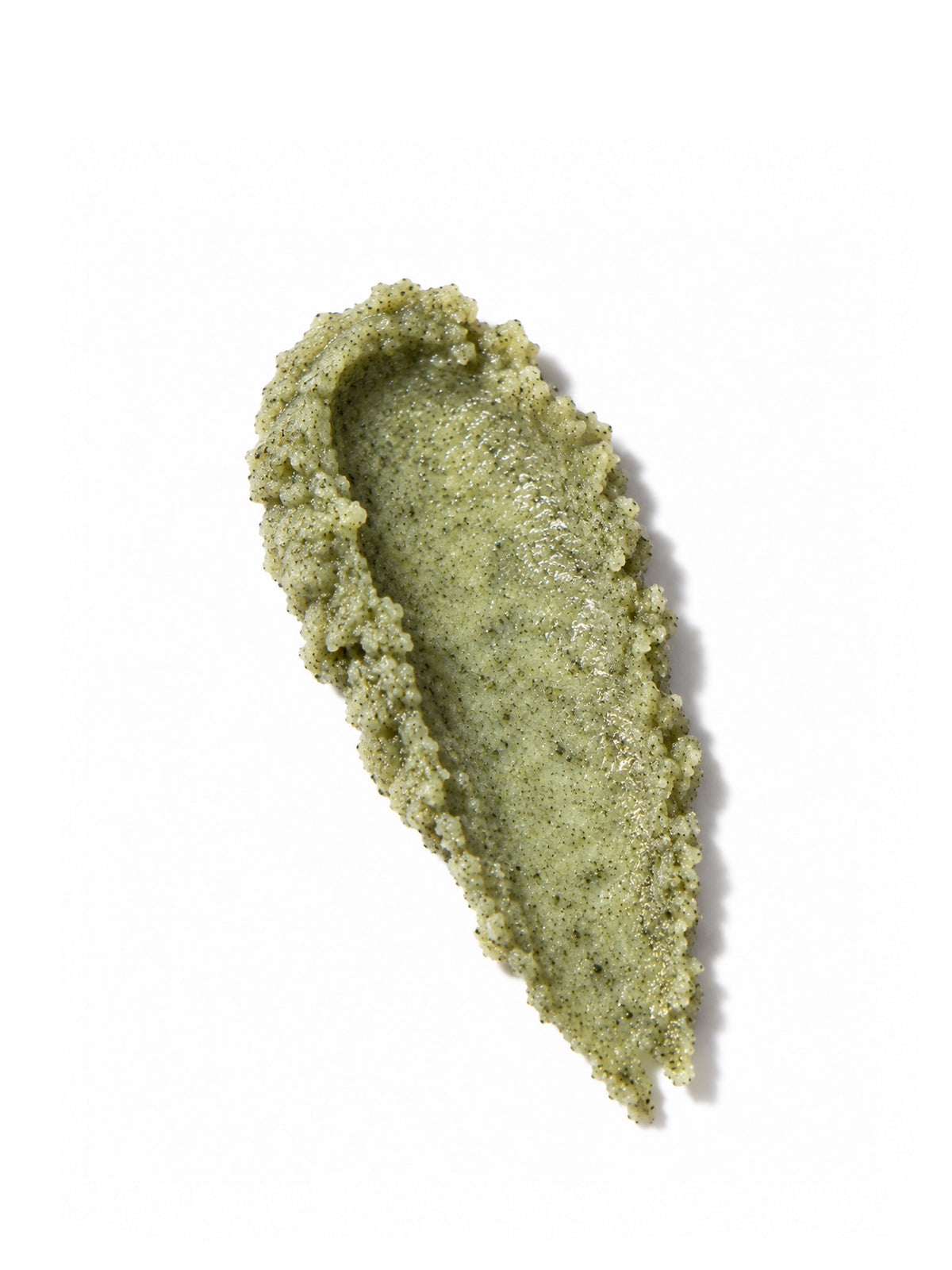 Green swatch of OSHAN DETOX ʻŌMAʻOMAʻO Body Polish with visible salt and sugar grains.