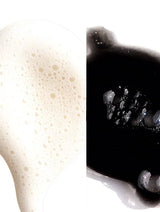 Texture swatches from the OSHAN BASIC Set, cleansing foam next to black charcoal wash.