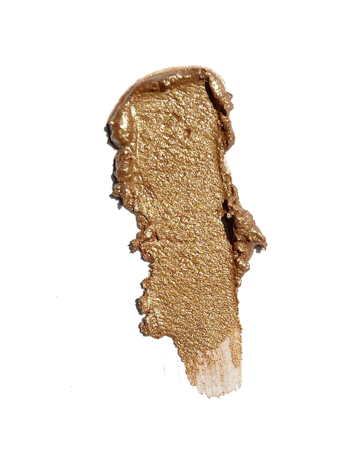 Texture swatch of the gold OSHAN HULALI Bronzing Face Luminizer on white.