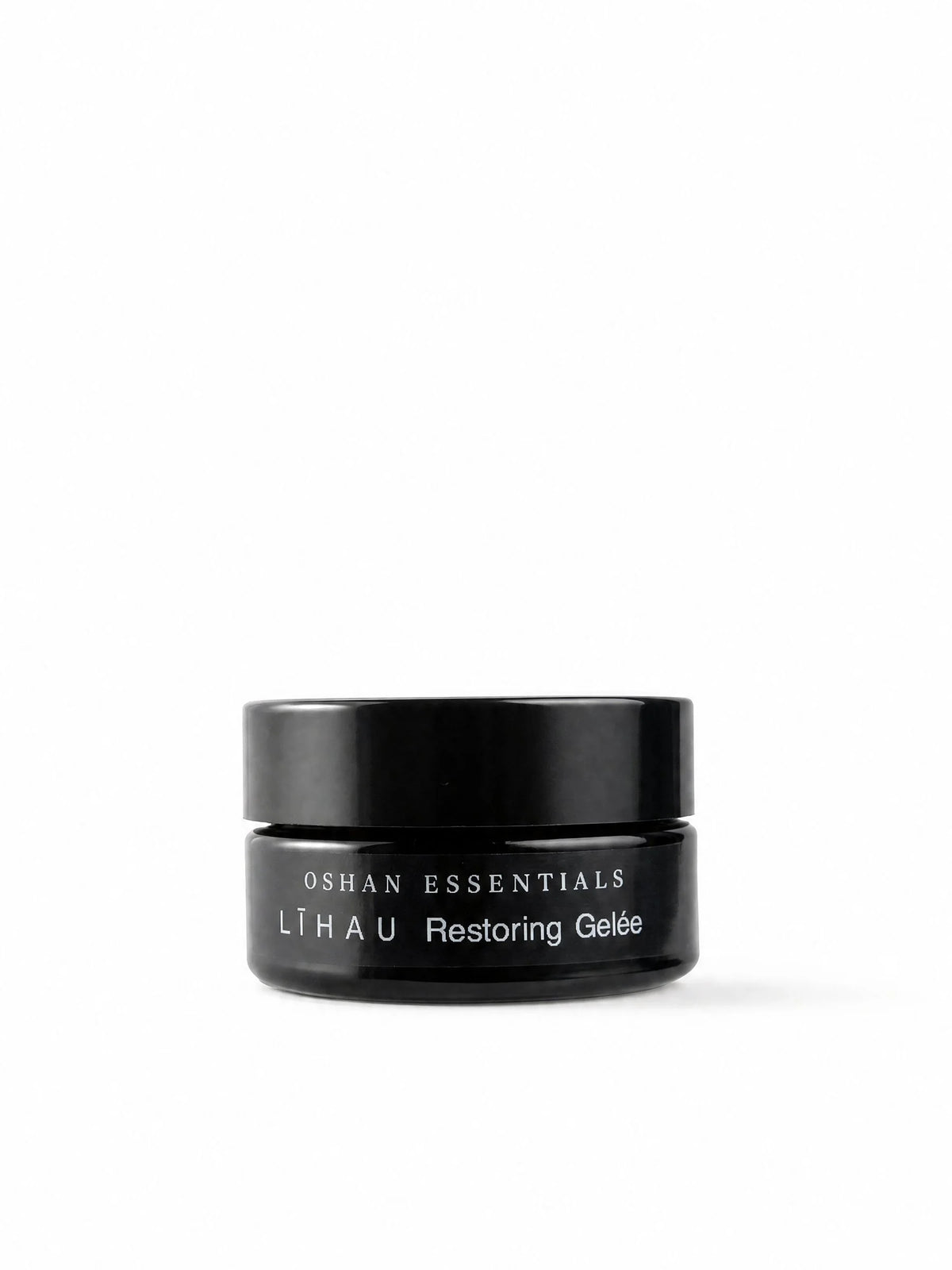 OSHAN LĪHAU Restoring Gelée in its black jar on a white background.