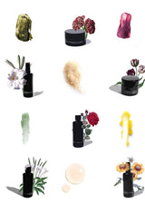 OSHAN Mini Facial Ritual Set trial sizes shown with their texture swatches and botanicals.